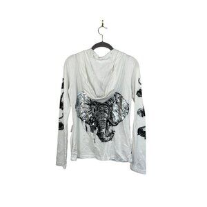 Lauren Moshi Elephant Full Zip Hoodie White Size Small